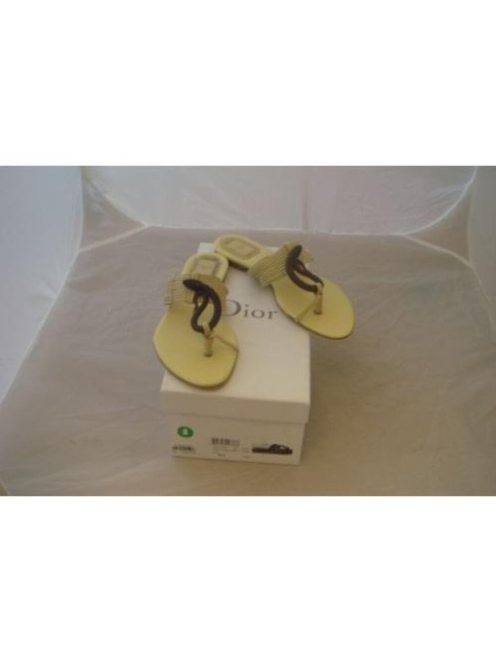 Christian Dior Ecru Samourai Thong Flats Size 36, New In Box - Designer